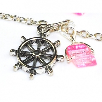 Necklace Chain Pendant Gem Rose Quartz Length 51cm