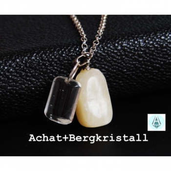 Necklace, necklace pendant gemstone rock crystal agate length 72cm