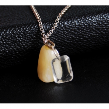 Kaufen Halskette, Kette Anhänger Edelstein Bergkristall Achat Länge 72cm. Bild 3