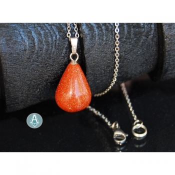 Necklace chain pendant gemstone aventurine goldsand length 52cm