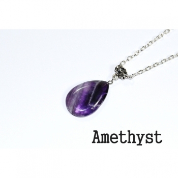 Kaufen Halskette Kette Anhänger Edelstein Amethyst Länge 56 cm. Bild 2