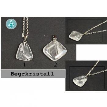 Buy Halskette, Kette Anhänger Edelstein Bergkristall Länge 50cm viereck. Picture 2