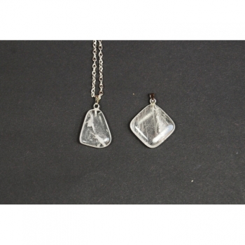 Kaufen Halskette, Kette Anhänger Edelstein Bergkristall Länge 50cm viereck. Bild 3