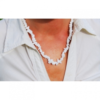 Necklace,  gemstone agate length 52cm, white