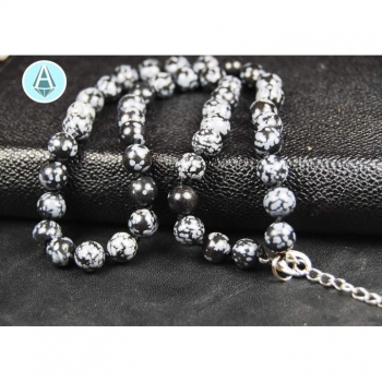 Kaufen Set: Collier Ohrschmuck Armband Edelstein Obsidian schwarz grau elegant. Bild 4