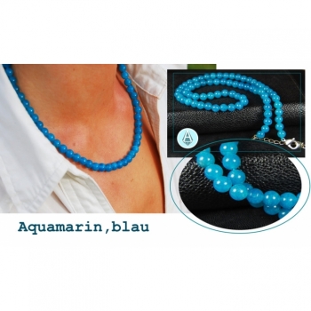 Necklace, chain, gemstone aquamarine length 54cm turquoise blue