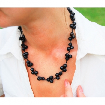 Necklace, chain, artificial stone agate length 48cm, black