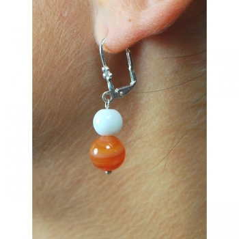 Kaufen Ohrhänger Edelstein Achat weiß orange Länge 40mm edel. Bild 3