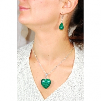 Kaufen Ohrhänger Edelstein Malachit Länge 43mm, romantisch smaragdgrün. Bild 2