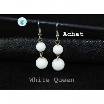 Earrings Gemstone Agate white length 43mm, classy White Queen