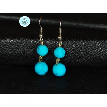 Earrings Gemstone Turquoise Length 43mm, classy, classic, turquoise blue