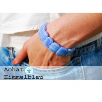 Bracelet gemstone agate sky blue diameter 6.5cm solid