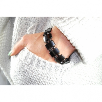 Kaufen Armband Edelstein Hematite schwarz massiv unisex. Bild 1