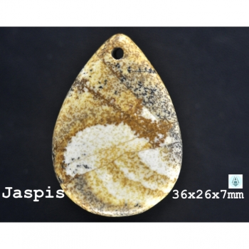 Gemstone pendant Jasper 48x39x6mm beige brown