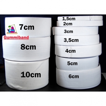 Buy Elastische Gummiband, Gummilitze, Farbe weiss, Breite 2cm 20mm. Picture 3