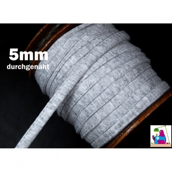 Buy Kordel Schnur Hoodieband flach grau durchgenäht Breite  5mm für Jacken, Hoodies, Kaputzen, Taschen.... Picture 1