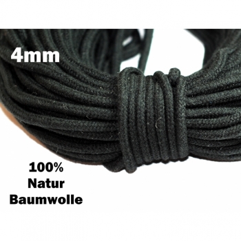 Kaufen Baumwollkordel Durchmesser 4mm Farben schwarz weiss Meterware. Bild 5