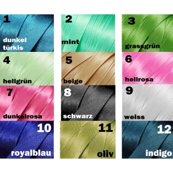 Schrägband Einfassband 15mm grün rosa blau schwarz weiß Satin