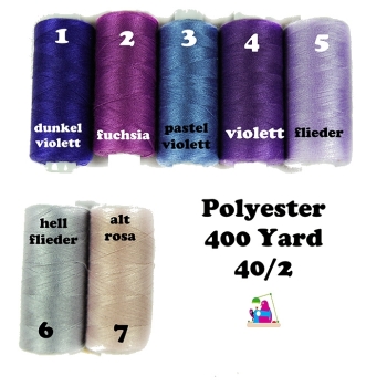 Nähgarn Polyester 400 Yard 40/2 7 Farben von violet bis altrosa