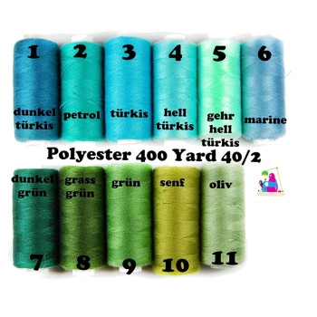 Kaufen Nähgarn Polyester 400 Yard 40/2 13 Farben von türkis bis senf . Bild 1