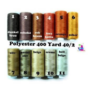 Nähgarn Polyester 400 Yard 40/2 10 Farben von dunkelbraun bis creme