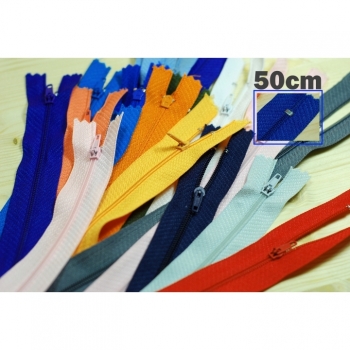 Zipper seam concealed not divisible Length 50 cm Track 3mm 7 colors on offer