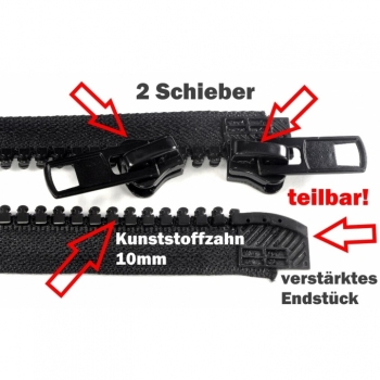 Buy 2 Wege Reißverschluss teilbar 70cm Kunststoffzahn 10mm. Picture 4
