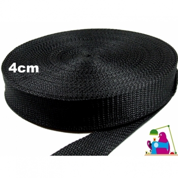 Kaufen Gurtband Breite 40mm, Farbe schwarz, Meterware für Taschen, Rucksäcke, Gürtel. Bild 1