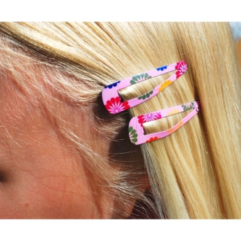 Buy 1St. Haarspange Haarklammer Blume  weiss türkis gelb pink Tiki Taki . Picture 6