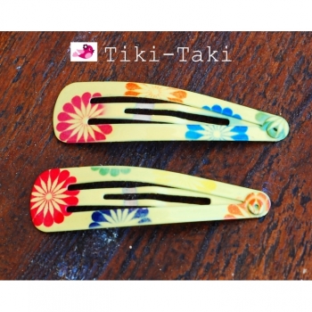 Buy 1St. Haarspange Haarklammer Blume  weiss türkis gelb pink Tiki Taki . Picture 4