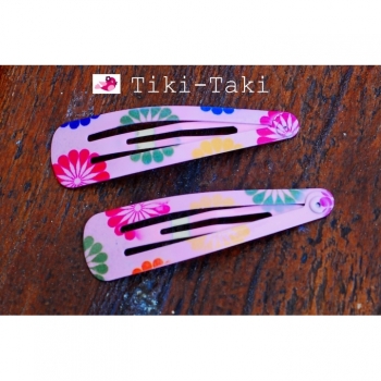 Kaufen 1St. Haarspange Haarklammer Blume  weiss türkis gelb pink Tiki Taki . Bild 2