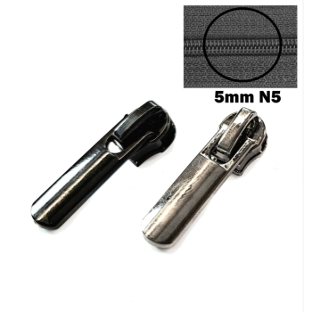 Zipper Ersatszipper 5mm N5 für Spirale Nylon Reißverschluss