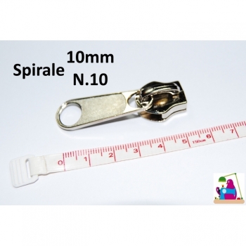 Buy 1 St. Zipper Schieber Spirale 10mm, Num10 Typ 2 Nickel Reparatur Umtausch. Picture 1