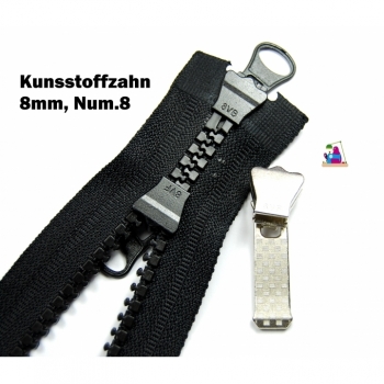 Buy 1 St. Zipper Schieber Reißverschluss mit Kunststoffzahn 8mm, Num.8 Reparatur Umtausch. Picture 2