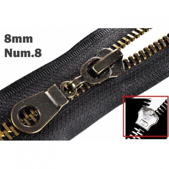 Kaufen 1St Zipper für Metall Reißverschluss 8mm Num.8 Typ 1 Umtausch oder Reparatur antik. Bild 2