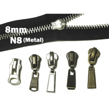 1pc Zipper for metal zipper 8mm Num.8 typ 1 exchange or repair antik