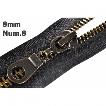Kaufen 1St Zipper für Metall Reißverschluss 8mm Num.8 Typ 1 Umtausch oder Reparatur antik. Bild 7