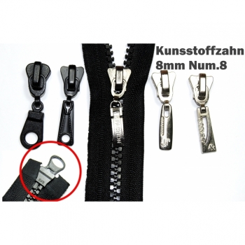 Kaufen 1 St. Zipper Schieber Reißverschluss mit Kunststoffzahn 8mm, Num.8 Typ 2 Reparatur Umtausch. Bild 1