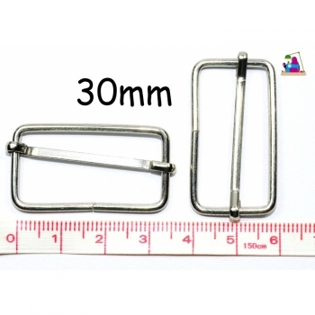 Adjustable metal frame for strap or rubber band 30 mm nickel (light) or oxidized