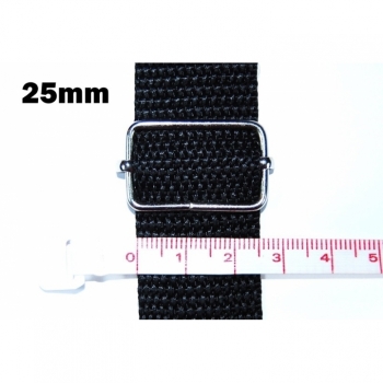 Adjustable metal frame for strap or rubber band 25mm bright nickel