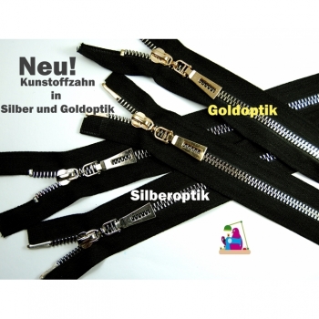 Buy 2 Wege Reißverschluss teilbar mit exclusive Kunststoffzahnung 5mm 110cm schwarz rosegold oder oxid schwarz. Picture 1