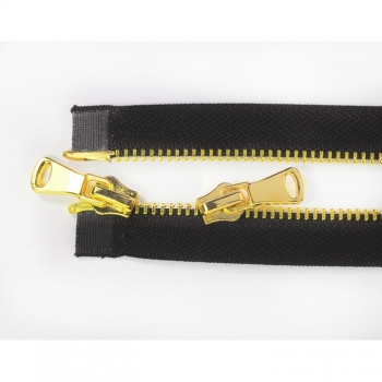 Kaufen 2 Wege Reißverschluss 80cm teilbar Metal Zahn 5mm Schwarz gold oxid Fashion Zipper. Bild 4
