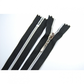 Kaufen Reißverschluss unteilbar metalisiert 20cm Spirallaufschiene 5mm schwarz, weiss, grau silber gold. Bild 3