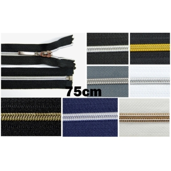 Metallized divisible zipper length 75cm spiral 5mm, Num.5 gold silver oxide