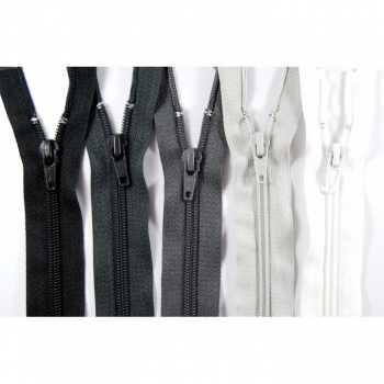 Zipper divisible Length 90cm Spiral 5mm, Num.5 black white