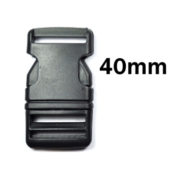 Black side-release buckle 40 mm | Click buckle for webbing, bags & backpacks