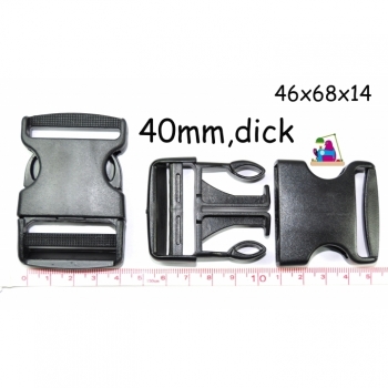 Plastic buckles width 4 cm solid black (Solid / reinforced)