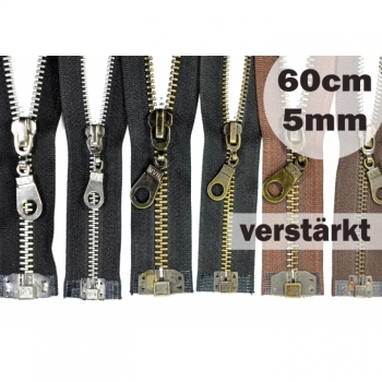 Buy Reißverschluss Metalzahn 5mm, Num.5 Länge 60cm teilbar, verstärkt schwarz braun messing nickel. Picture 1