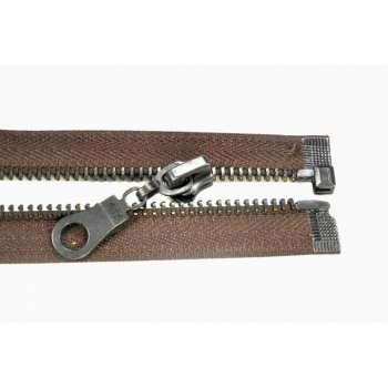 Kaufen Reißverschluss Metalzahn 5mm, Num.5 Länge 65cm teilbar, nicht verstärkt schwarz braun messing nickel. Bild 2