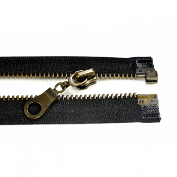 Kaufen Reißverschluss Metalzahn 5mm, Num.5 Länge 65cm teilbar, verstärkt schwarz braun messing nickel. Bild 4